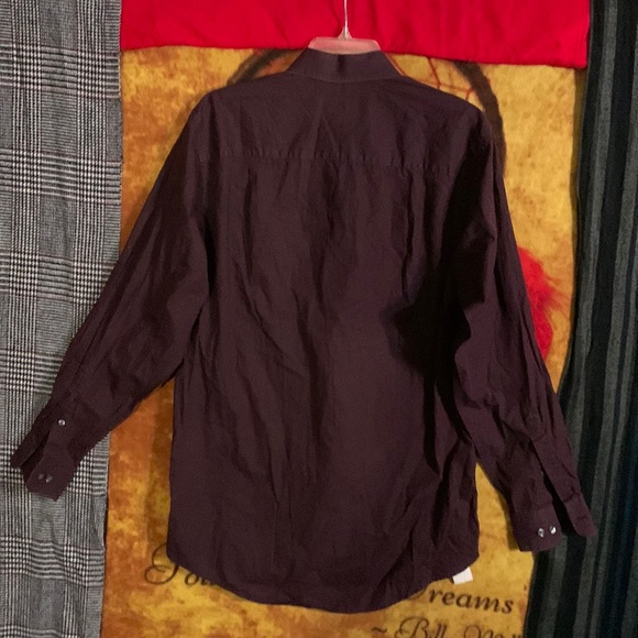 CALVIN KLEIN-men’s violet ‘SATIN POPLIN’ long sleeve button dress shirt - Picture 6 of 9